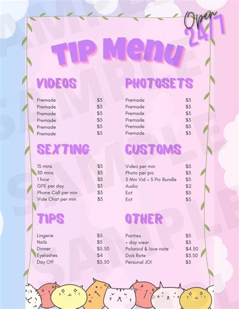 chaturbate tip menu ideas|Tip Menu